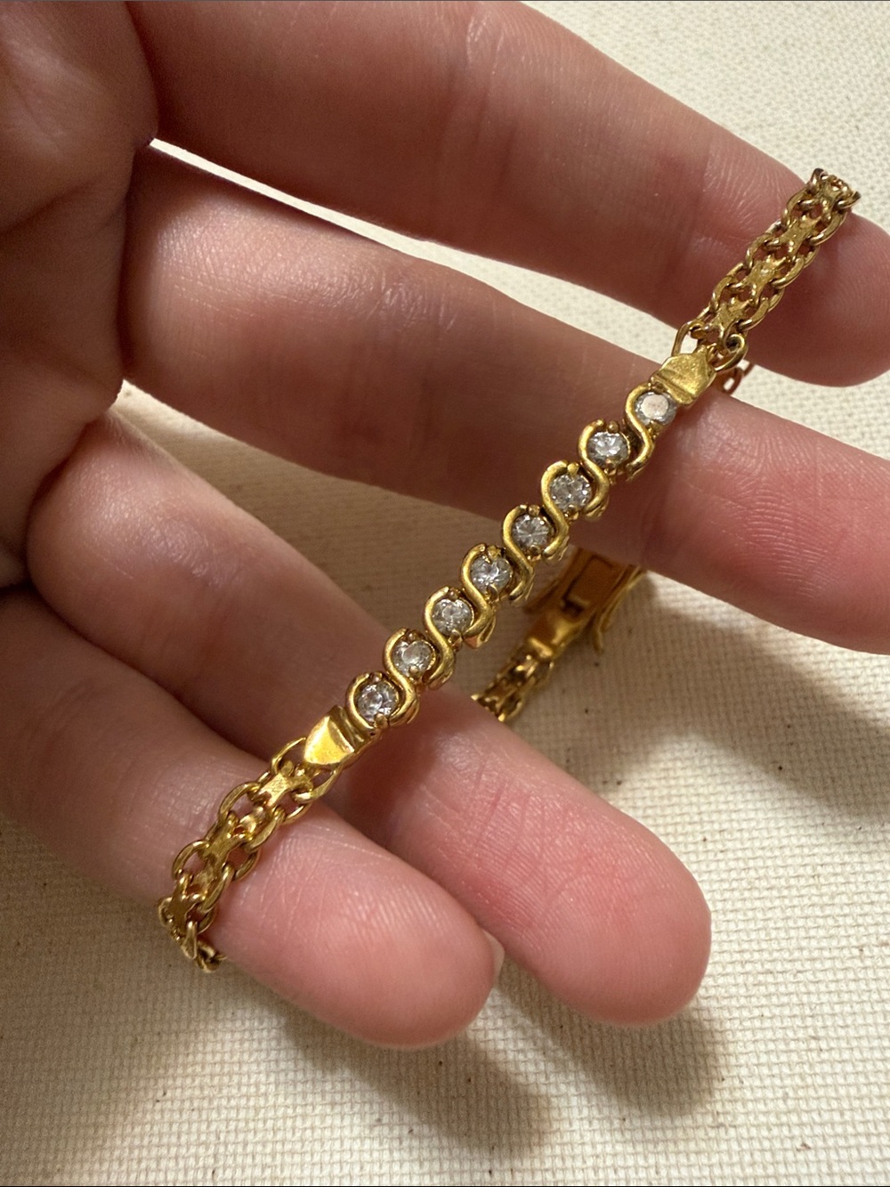 Gold Vermeil Over 925 SS with Crystal Stones